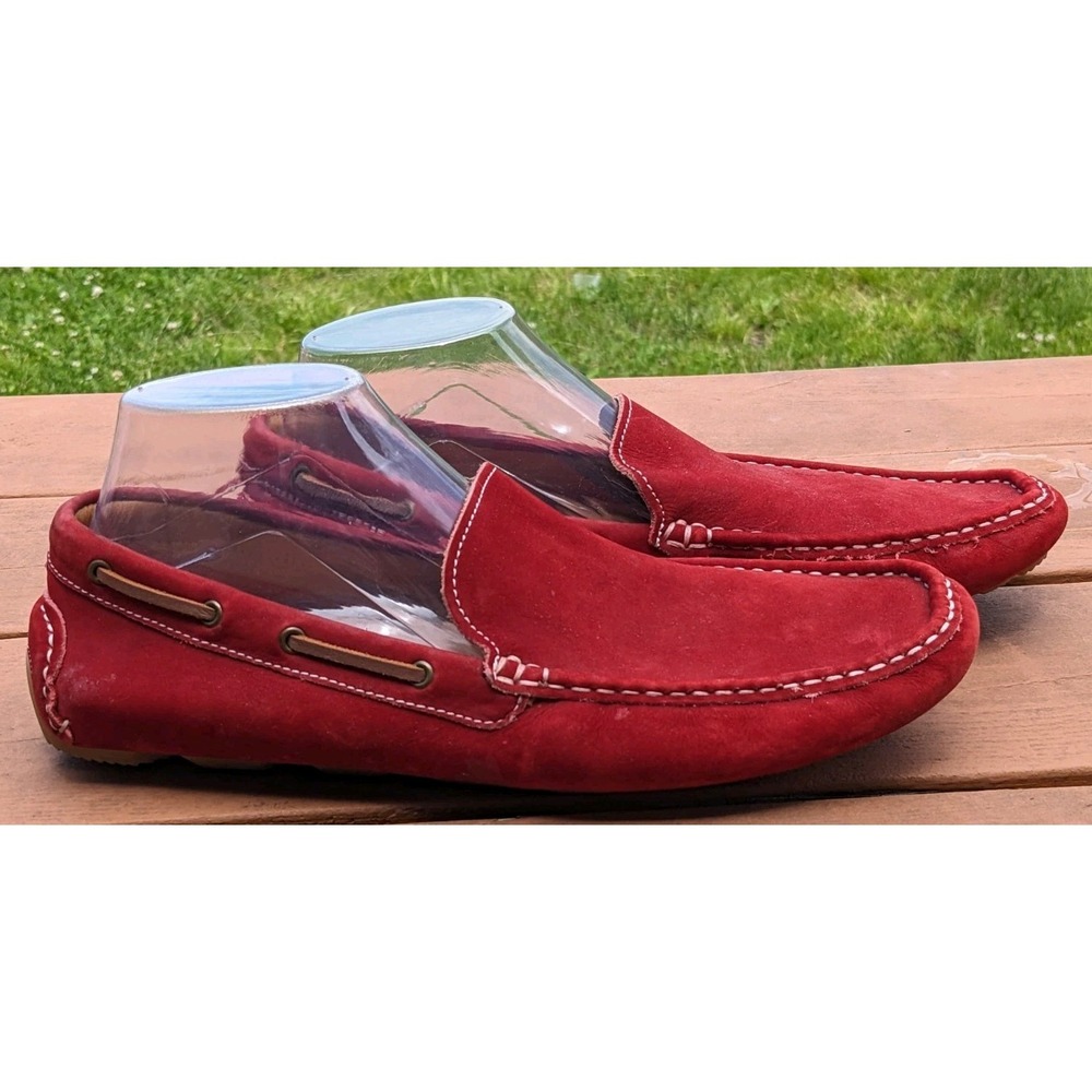 1901 Red Leather Comfort Casual Loafers Men's 10M Driving Shoe Footwear - Picture 3 of 11